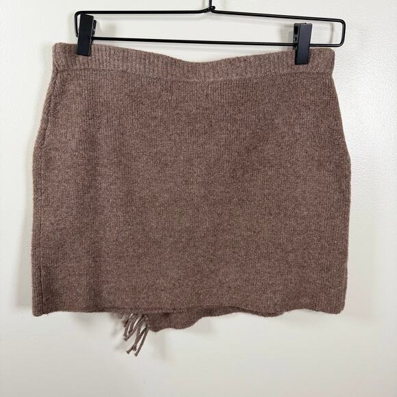 NWT Torn By Ronny Kobo Brown Joan Skirt Fringed Tassel Mini Casual Size M - Picture 5 of 9